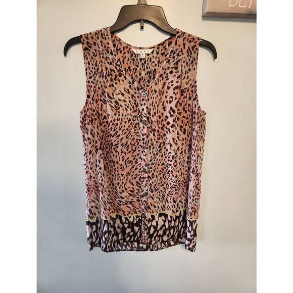 Cabi Style 108 Sheer Beguile Animal Print Button Up Tank - Picture 1 of 4